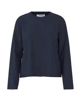 Camiseta de manga larga SLFESSENTIAL azul oscuro L - Selected Femme - FashionsVida