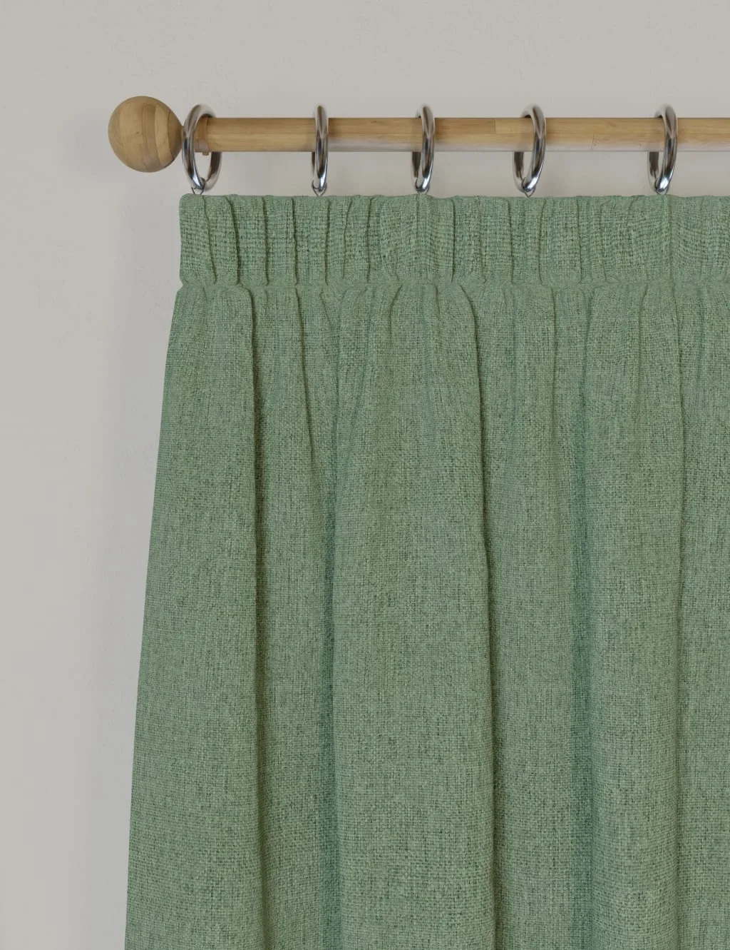 Brushed Pencil Pleat Blackout Thermal Curtains Sage - M&S - FashionsVida