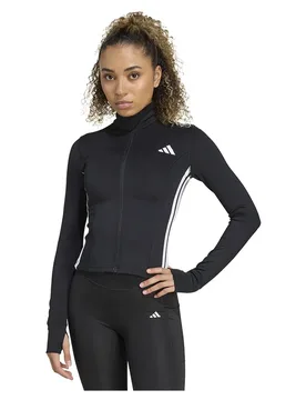 Sweat-shirt à Zip Workout Essentials Zip Through 3 Stripes Black / White 2XS - Adidas - FashionsVida
