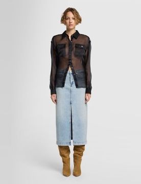 Para mujer. JSTIC650SHF00 Falda Amber Sahara azul (25), Casual, Algodón, Denim
