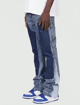Jeans rectos informales con bloques de color y bolsillos de contraste para hombres, escuela - Shein - FashionsVida