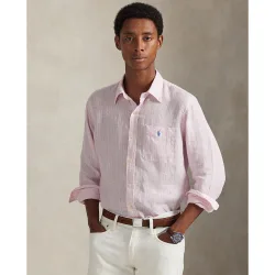 Camisa de hombre Custom Fit de lino con rayas