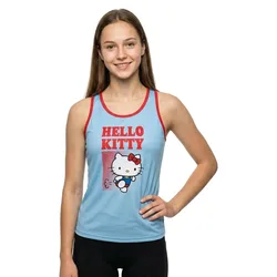Maglietta Senza Maniche Hello Kitty Stripes Blue / Red 2XS