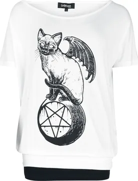 Gothic T-Shirt - Double Layer T- Shirt - M bis XL - für Damen - Größe XL - weiß/schwarz - Frauen - female - Gothicana by EMP - FashionsVida
