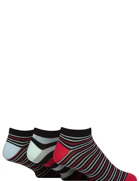Mens 3 Pair Glenmuir Bamboo Trainer Socks Black / Red / Blue 7-11 - Multi Coloured - Size: 7-11 Mens - SockShop - FashionsVida