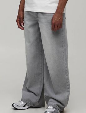 Herren Basic Baggy-Fit Jeans Hosen Grey Größe 38L