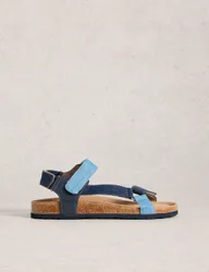 Riptape Ankle Strap Flat Footbed Sandals Denim Mix female
