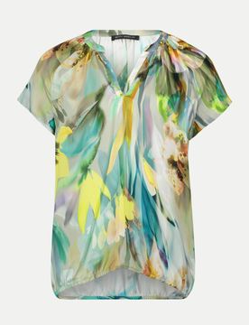 Kurzarm-Bluse mit floralem Allover-Print Mehrfarbig 42