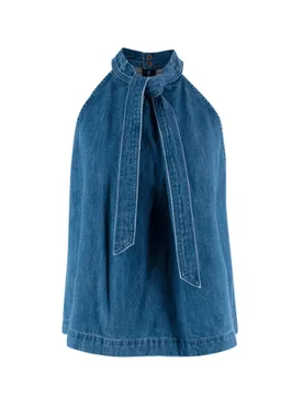 Mako Denim Halter-Neck Top - Ulla Johnson - FashionsVida