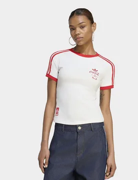 Womens T-SHIRT X COCA-COLA 3 STRISCE - Bianco, bianco bianco Donna taglia L - Adidas - FashionsVida