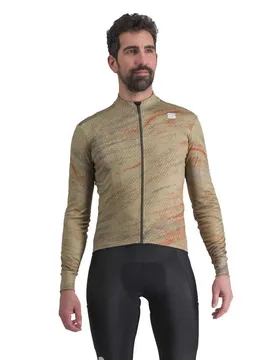 Maglia A Maniche Lunghe Cliff Supergiara Thermal Olive Green Mud Cayenna Red - Sportful - FashionsVida