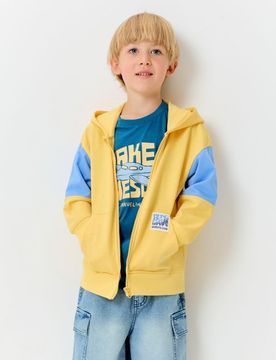 Top da jogging con zip e cappuccio - giallo