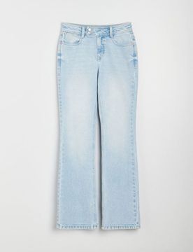 Jeans a zampa con effetto lavato - blu