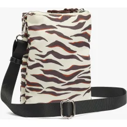 Bandolera de mujer con varios compartimentos y cierre de cremallera y estampado animal print