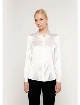 Blusa de mujer lisa en seda elástica - Mirto - FashionsVida