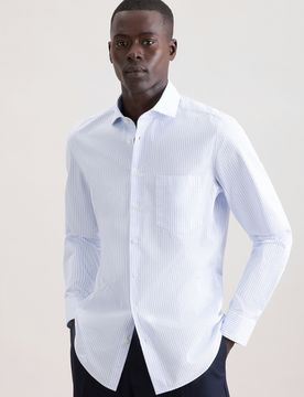 Slim Casual Hemd Gestreift Blau 42