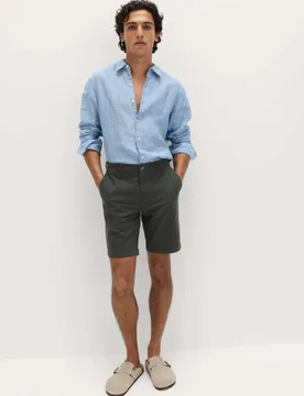 Regular Fit Stretch Chino Shorts Pewter male - M&S - FashionsVida