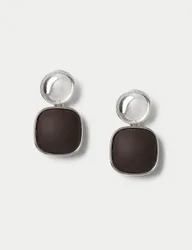 Rhodium Powder Coat Drop Earrings Brown female