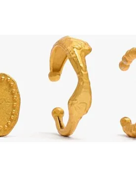 Pack de pendientes de aro de plata de ley con baño de oro de 18 k texturizados en liso - Parfois - FashionsVida