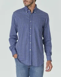 Camicia a quadri blu royal e grigi con colletto button down