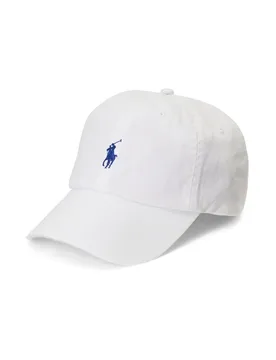 Berretto bianco Polo con frontino e logo pony blu royal ricamato - Ralph Lauren - FashionsVida