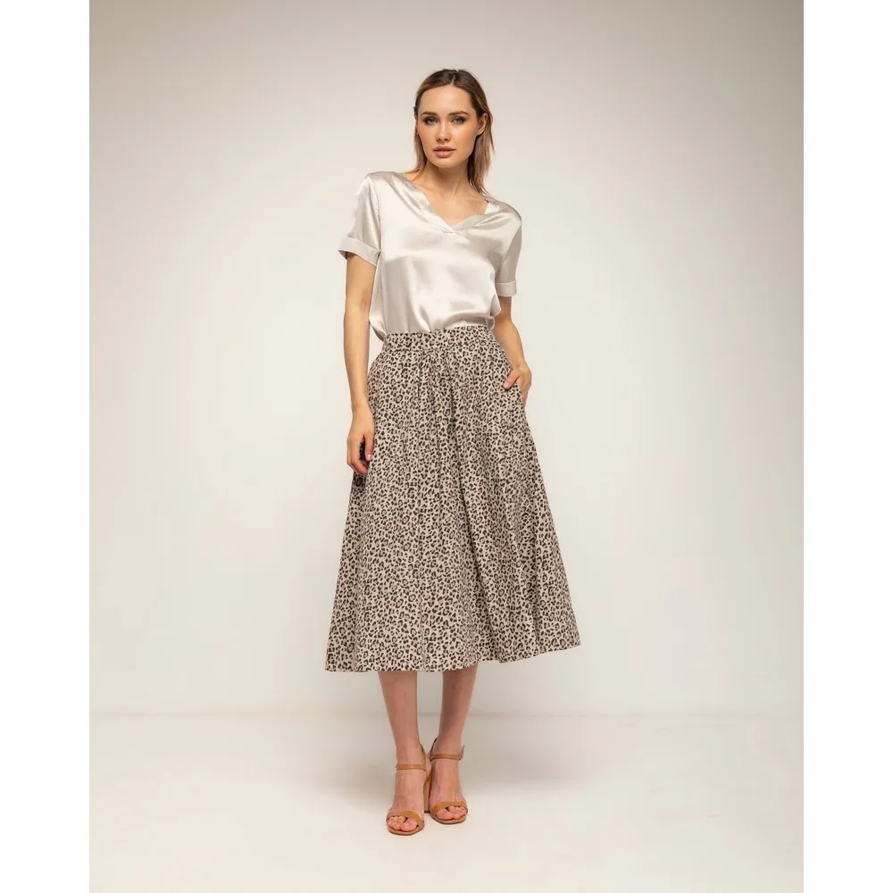 Falda de animal print 100% algodón con bolsillos - Tantra - FashionsVida