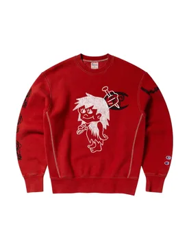 Champion x Aries Worry crewneck sweatshirt felpa girocollo - red - CHAMPION ARCHIVE - FashionsVida