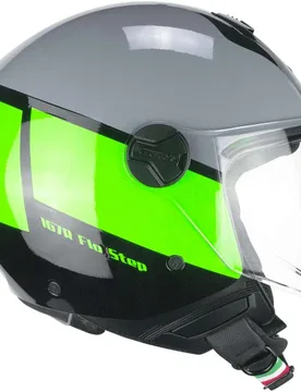 Casco Moto Jet 167R FLO STEP Grigio Verde - Visiera Lung taglia M2 - Cgm - FashionsVida