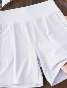 Pantalones cortos holgados de verano para mujer talla grande con cintura alta, elásticos y control de abdomen, con bolsillos laterales divididos, par - Shein - FashionsVida