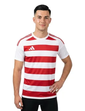 T-shirt à Manches Courtes Hooped 26 White / Team Power Red 2 3XL - Adidas - FashionsVida