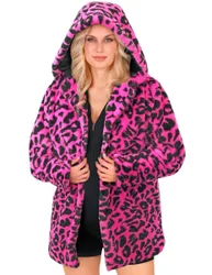 Kapuzenjacke Leopardenmuster rosa Erwachsene