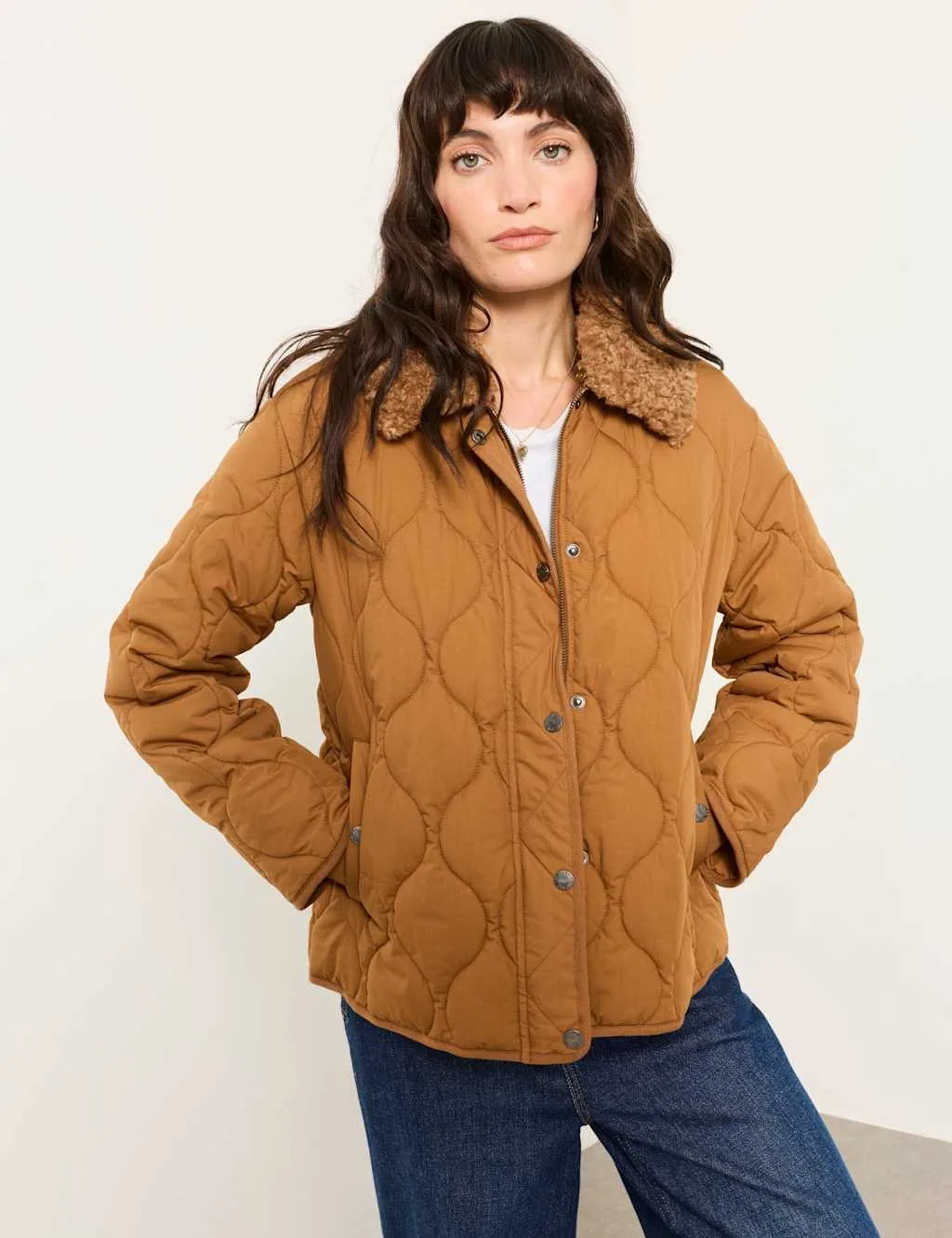 Cotton Rich Textured Cropped Jacket Tan female - Fatface - FashionsVida