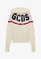 GCDS FELPA LOGO KNIT CROPPED HOODIE