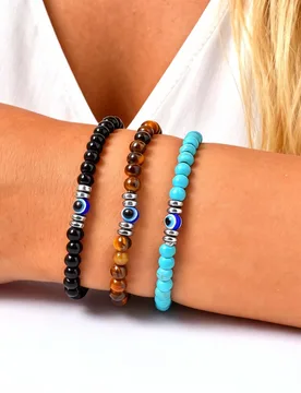 Evil Eye Beaded Stone Bracelet for Women Natural Stones Turquoise Rosary Bracelet Amulet Good Luck Fashion Jewelry Bracelet - Aliexpress - FashionsVida