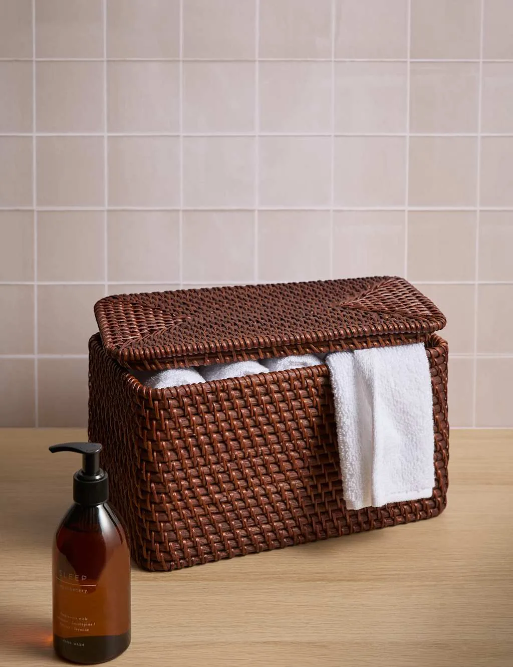 Rattan Rectangular Storage Box Brown - M&S - FashionsVida