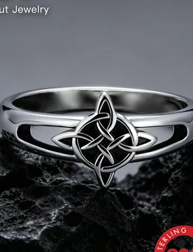 Pieza Anillo de mujer de plata de ley S925 con nudo celta de bruja y resina, con patrón de runas de bruja, uso versátil diario, accesorio de fiesta - Shein - FashionsVida