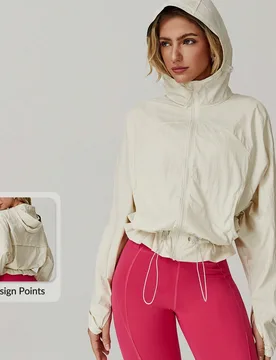 Chaqueta ligera para mujer de protección solar para exteriores, de cintura corta, chaqueta transpirable de protección solar para primavera - Shein - FashionsVida