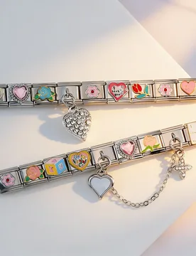 Y2K Floral Love Theme Italian Charm Bracelet Bundle 9mm DIY Links with I Miss You Rose Charms Safety Chain Set for Lover Gifts - Aliexpress - FashionsVida