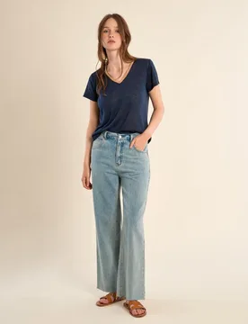 Camiseta de mujer de manga corta con detalle en el escote - Molly Bracken - FashionsVida