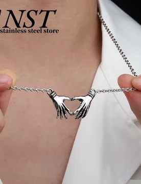 Dropshipping Metal The Hand With Love Pendant Necklace With Fashion For Man Women Stainless Steel Accessories Wedding Gift - Aliexpress - FashionsVida