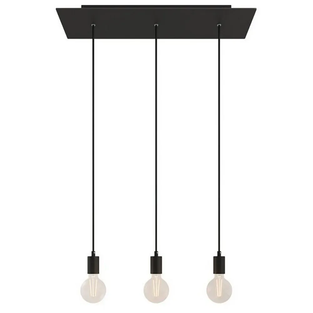 Cables Suspension Luminaire Rose-one Xxl 3 Falls With Light Bulb Matter Black One Size - Creative - FashionsVida