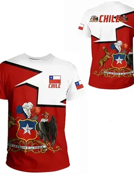 New Summer 3D Chile National Flag Print T-Shirt with Emblem Graphic Design for Men and Kids Vintage Style Cool - Aliexpress - FashionsVida