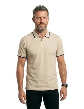 Polo à Manches Courtes Atlas Sport Slim Fit Oatmeal M - Selected - FashionsVida