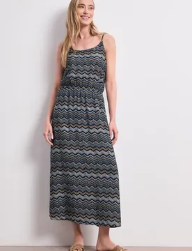 Midi-Kleid mit Zick-Zack-Muster female Blau