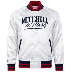Logo Mens White Satin Jacket - Size Medium