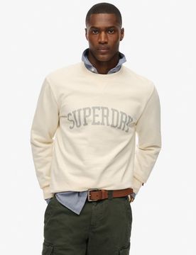 Superdry Herren Baumwolle Grafik Athletic Essentials Sweatshirt mit Rundhalsausschnitt, Weiß - Größe: M