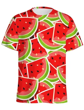 Tropical Watermelon Pattern T-shirt For Men Crew Neck Short-sleeved T Shirt Women Children Summer 3D Printed Fruits Tee Shirts - Aliexpress - FashionsVida