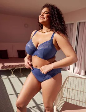 Tiernie Lace Wired Plunge Bra (DD-K) Denim female - Elomi - FashionsVida
