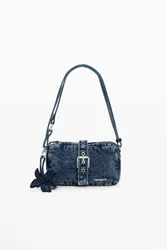 Petit porte-monnaie bandoulière en denim avec appliques BLUE U female