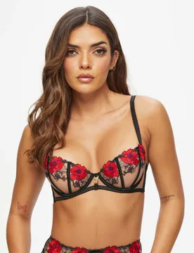 Sheer Floral Wired Balcony Bra (A-D) Black Mix female - Ann Summers - FashionsVida
